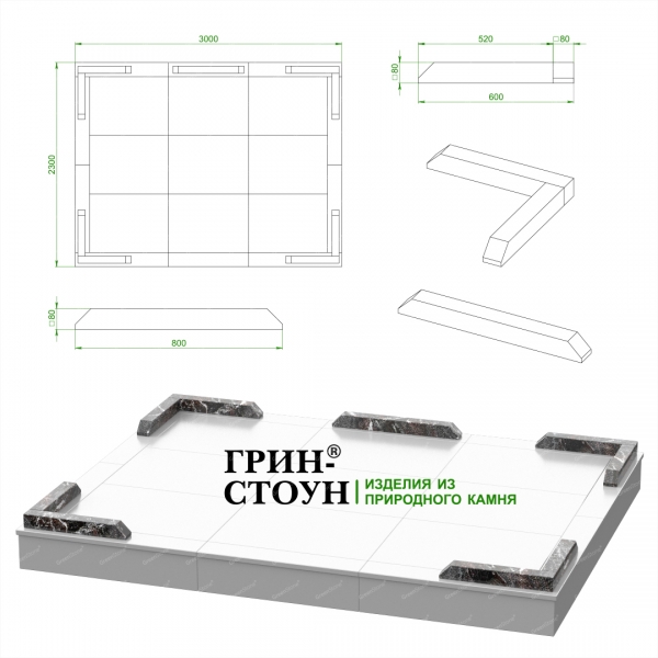 Купить Гранитная ограда ГО-24-01 в Минске
