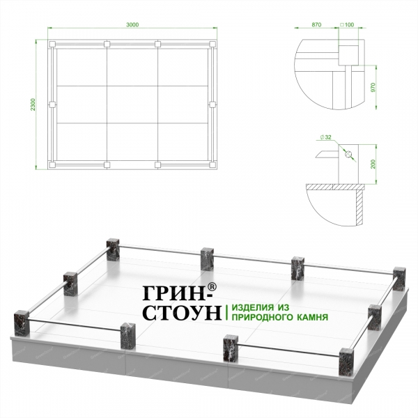 Купить Гранитная ограда ГО-25-01 в Минске