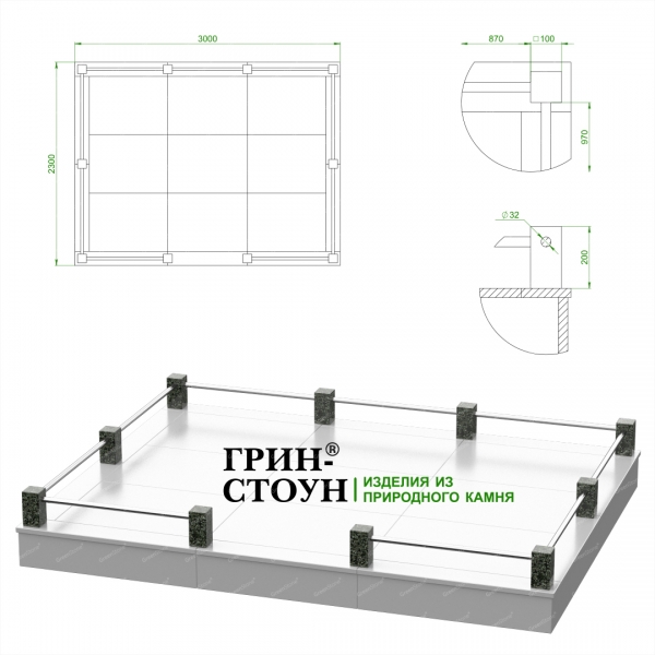 Купить Гранитная ограда ГО-25-02 в Минске