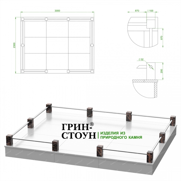 Купить Гранитная ограда ГО-25-04 в Минске