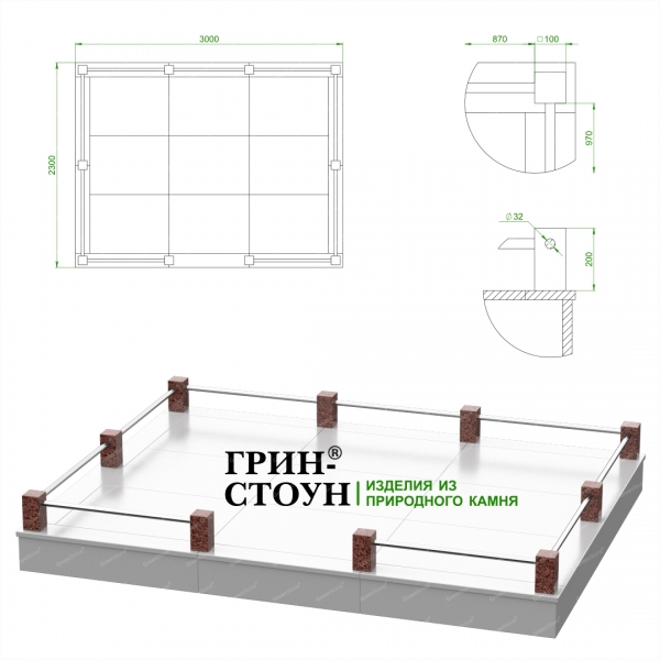 Купить Гранитная ограда ГО-25-05 в Минске