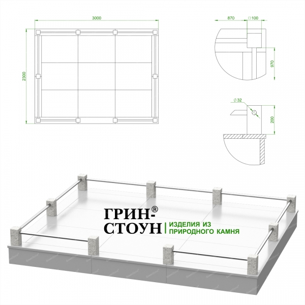 Купить Гранитная ограда ГО-25-06 в Минске