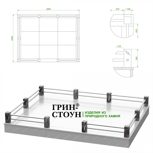 Купить Гранитная ограда ГО-26-01 в Минске