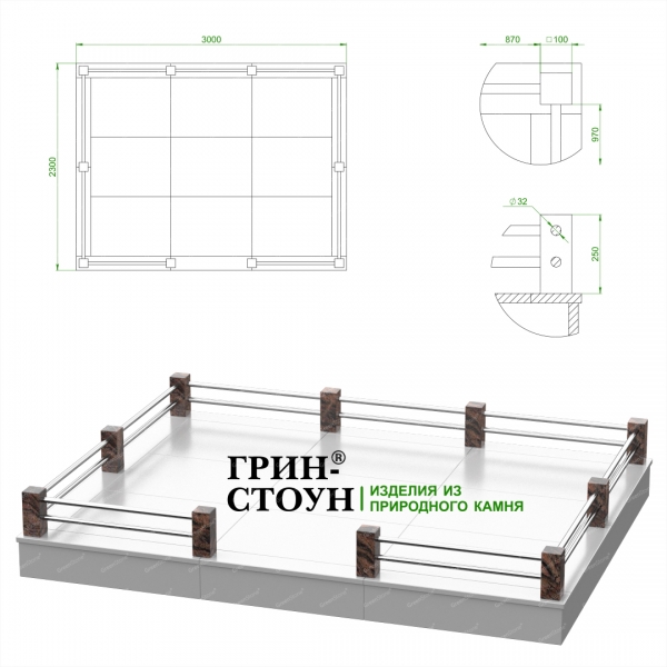Купить Гранитная ограда ГО-26-04 в Минске
